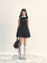 Miu-style Fake Two-piece Navy Blue Dress - CHINASQUAD