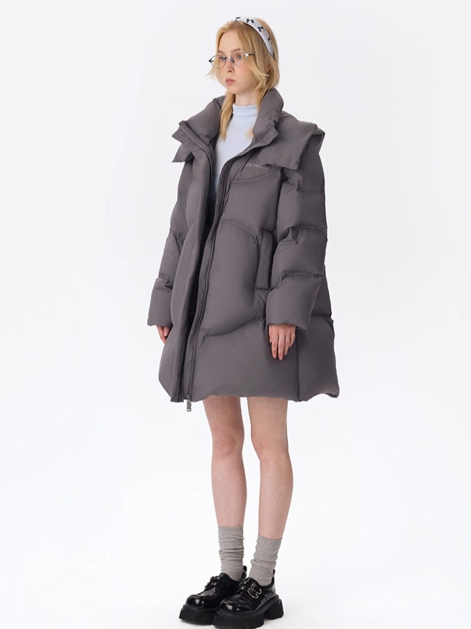 Lightweight Hooded Mid-Length Down Coat