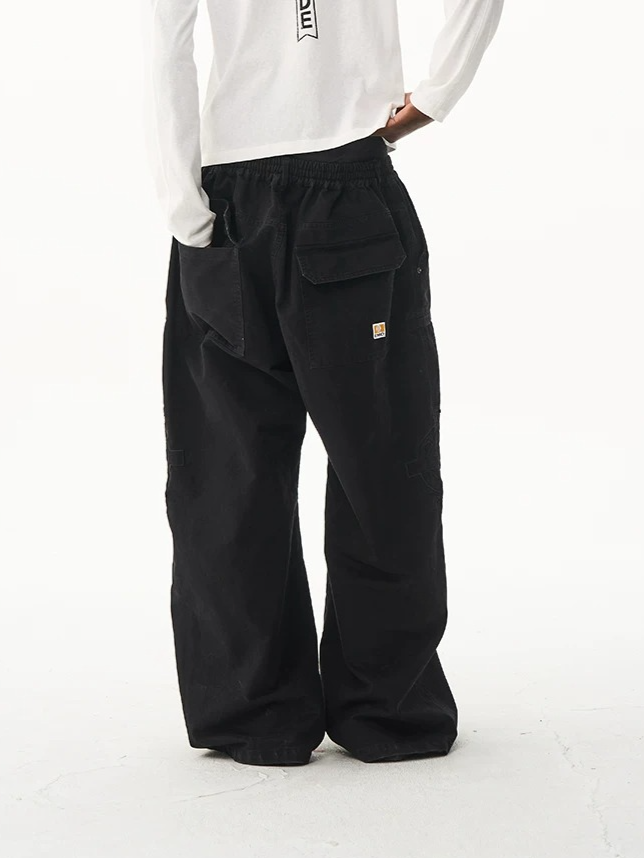 Vintage Washed Embroidered Workwear Baggy Pants