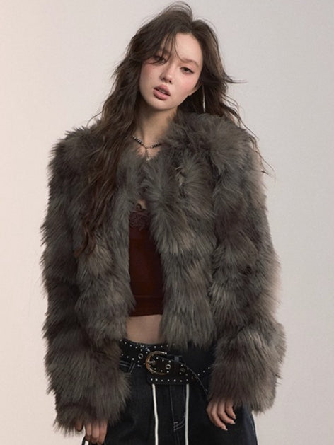 Faux Fur Short Jacket - CHINASQUAD