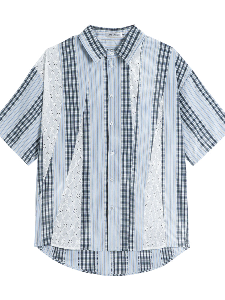 Lace - Plaid Embroidered Shirt - CHINASQUAD