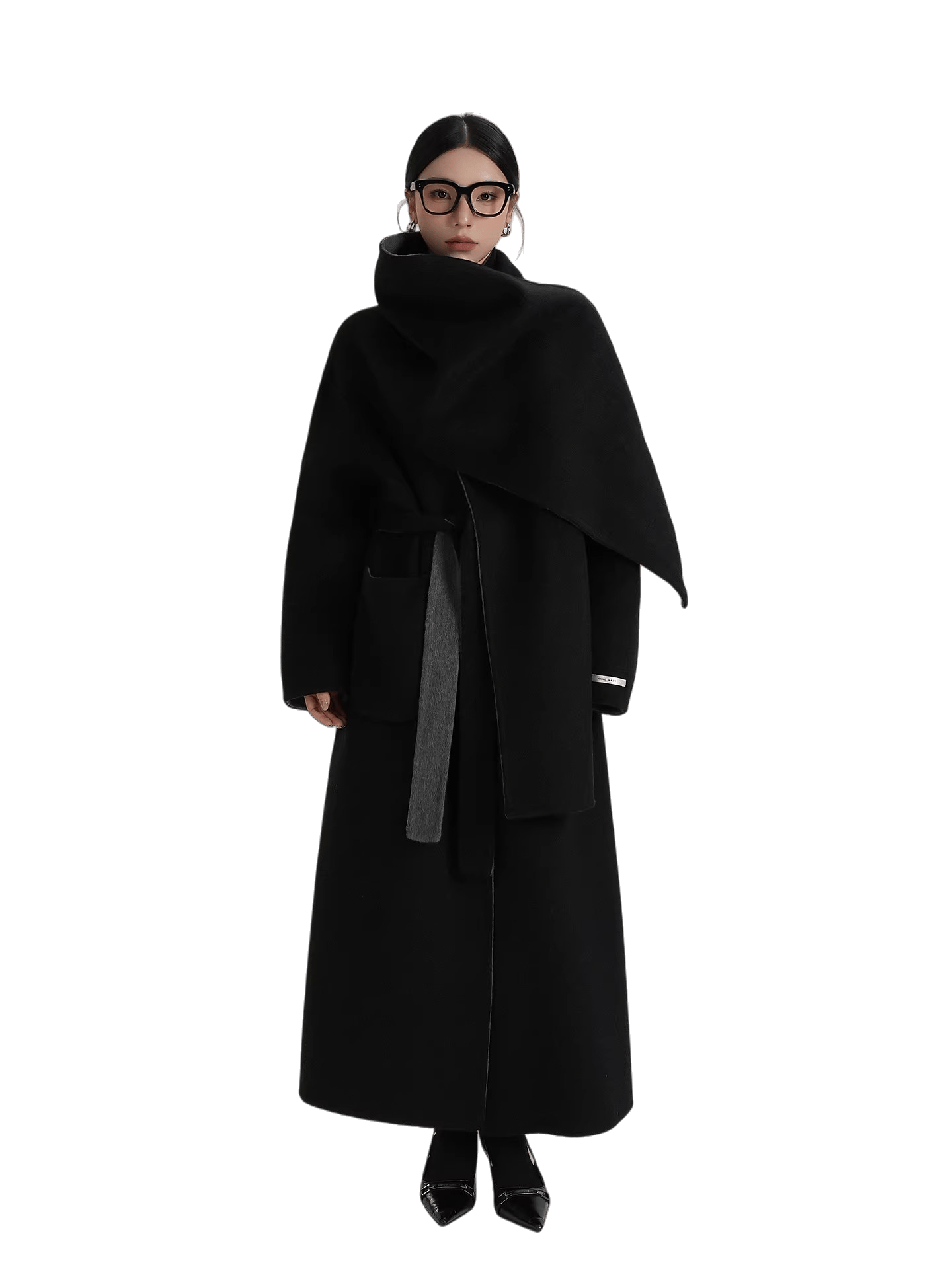Two-Tone Double-Faced Wool Long Coat