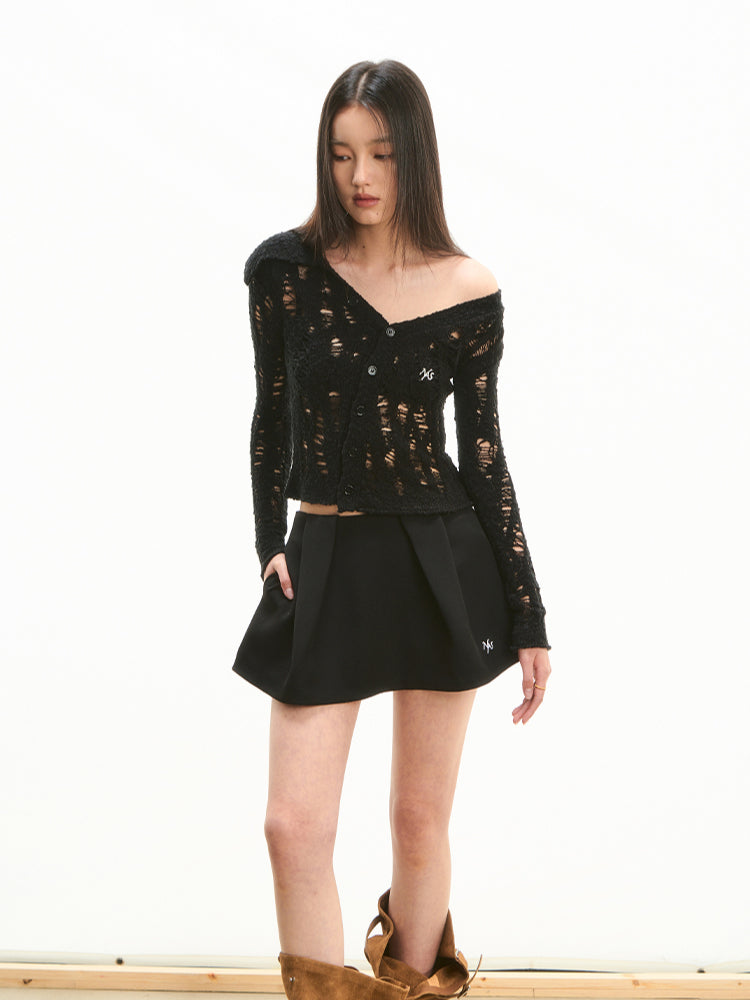 Asymmetrical Shoulder Knit Cardigan - CHINASQUAD