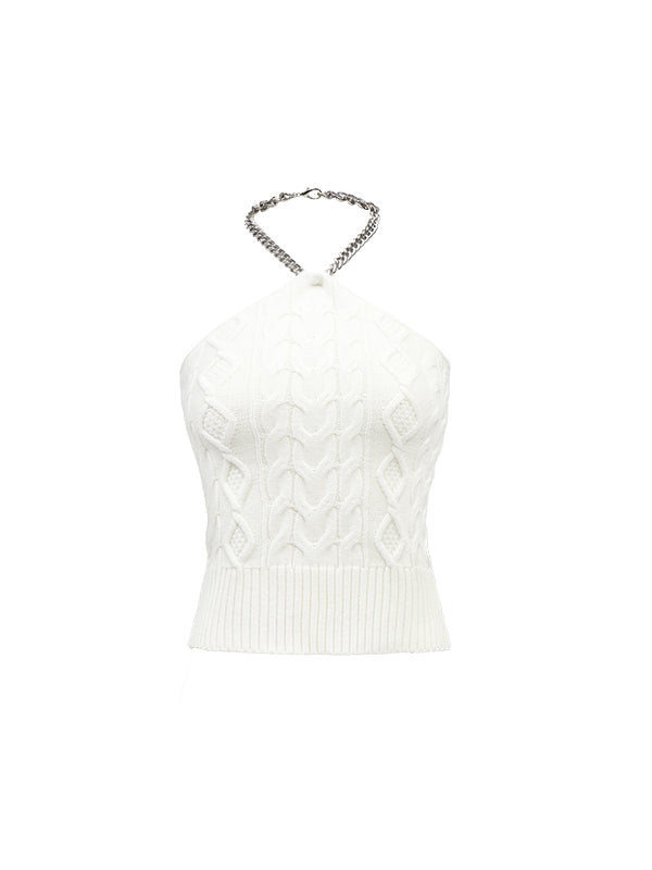 Black & White Chain Knit Tube Top - CHINASQUAD