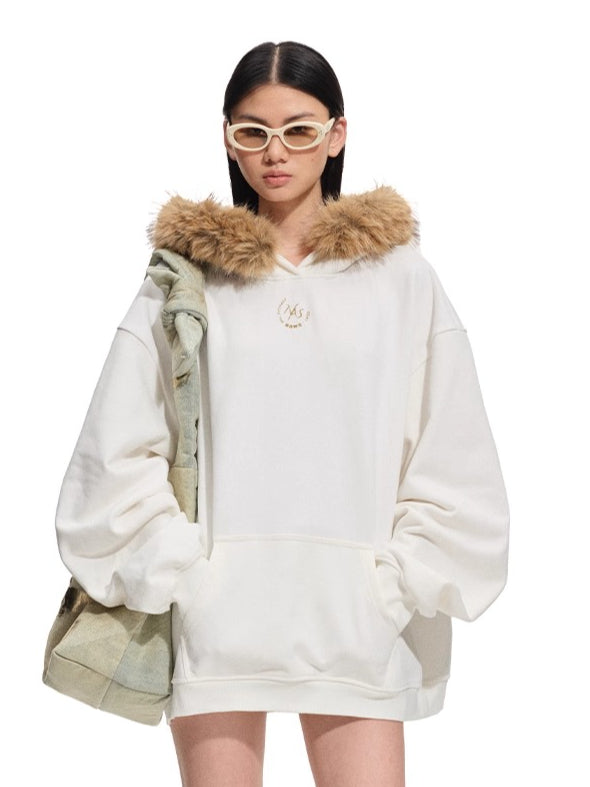 Polar Relaxed Eco-Fox Fur Hoodie