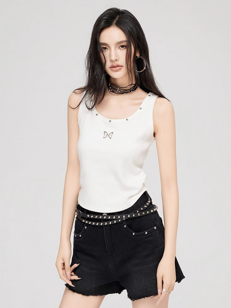Butterfly Charm U-Neck Tank Top - CHINASQUAD
