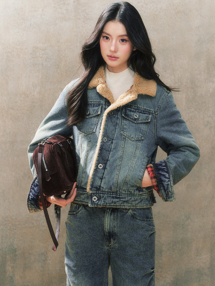 Blue Fleece-Lined Denim Jacket - CHINASQUAD