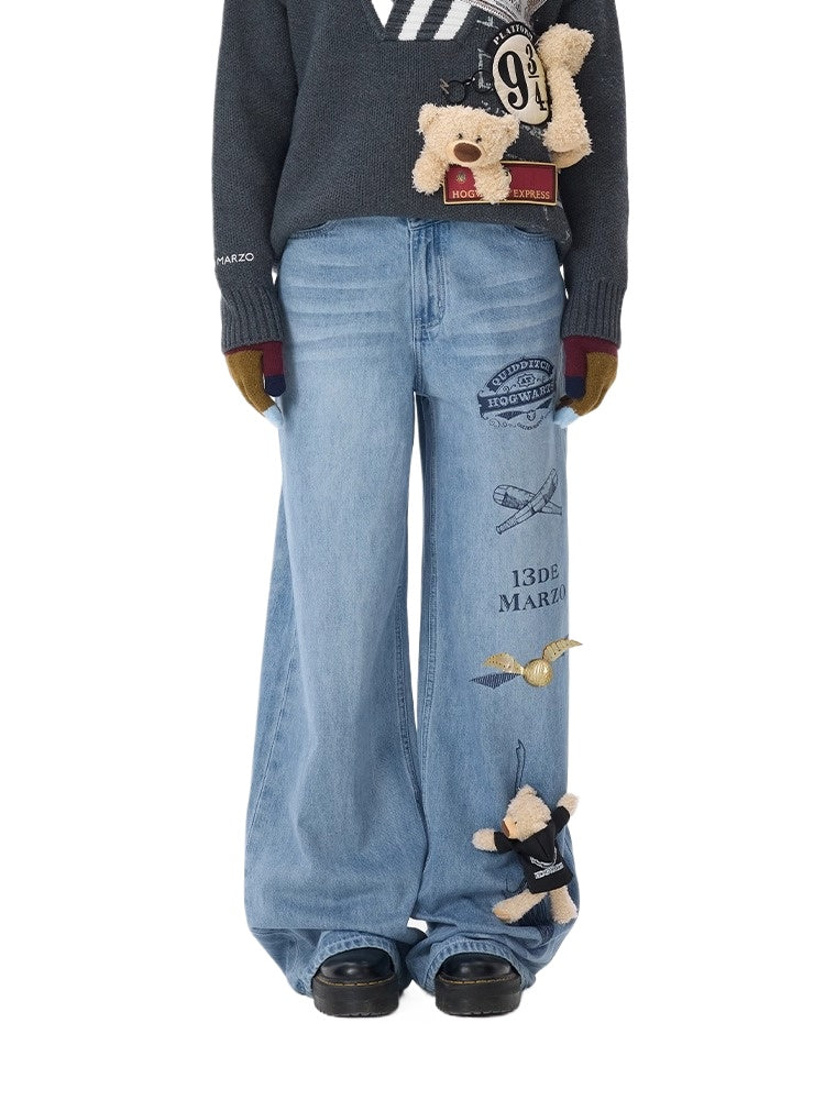 Quidditch Printed Straght-Leg Jeans – CHINASQUAD