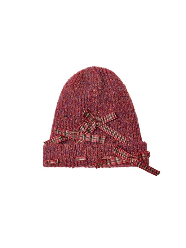 Bowknot Knit Cardigan & Hat & Scarf Set - CHINASQUAD