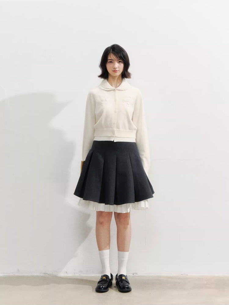 Crochet White Doll Collar Cardigan