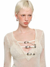 Reversible Hollow Sequin Knit Pullover - CHINASQUAD