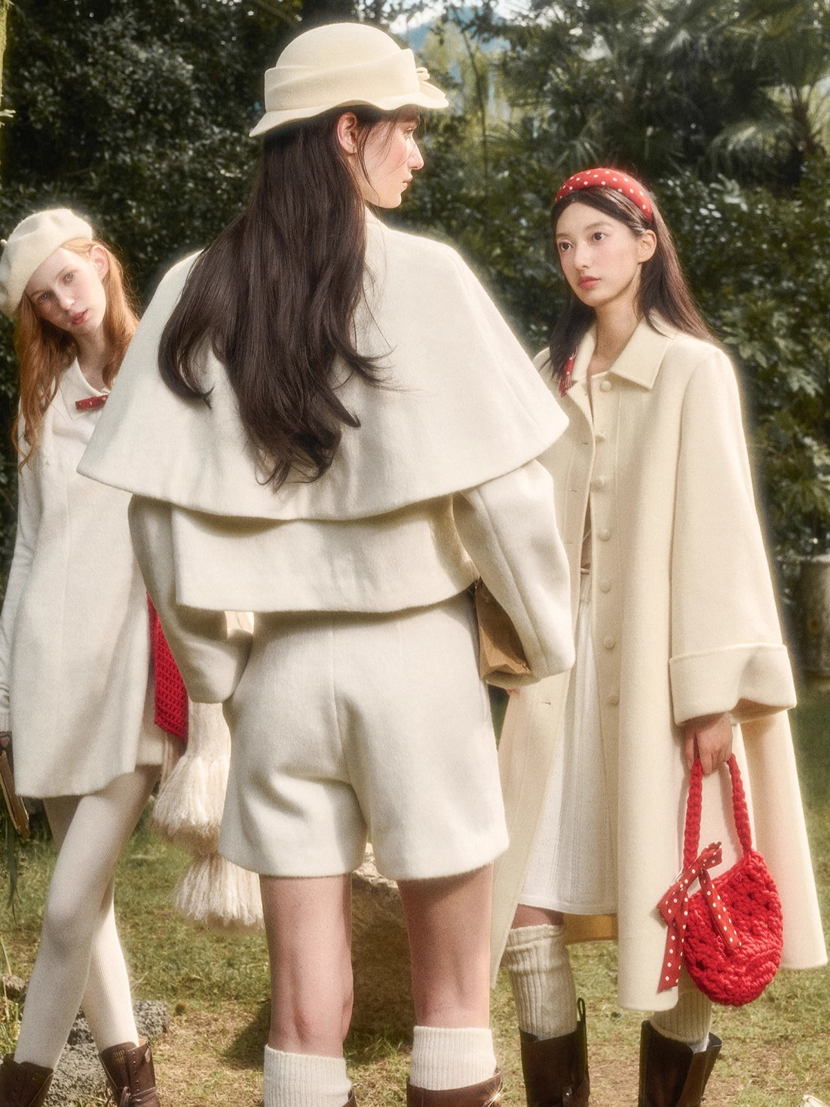 Sunday Wool Blend Cape Jacket & Shorts Set