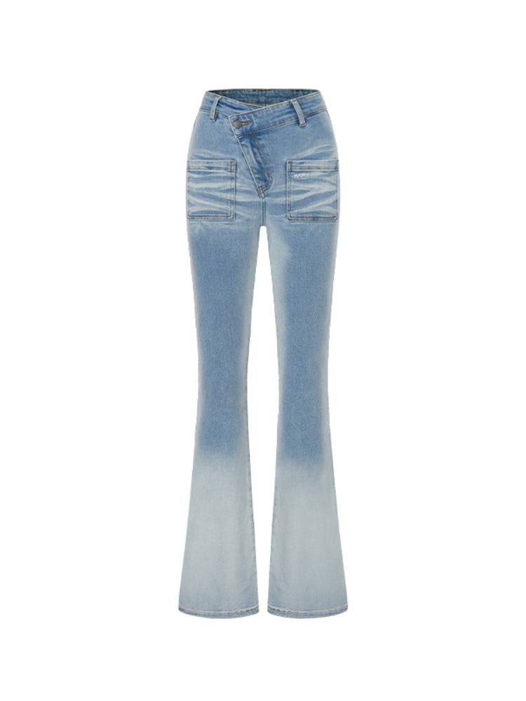 Gradient Mid-waist Washed Flared Pants - CHINASQUAD