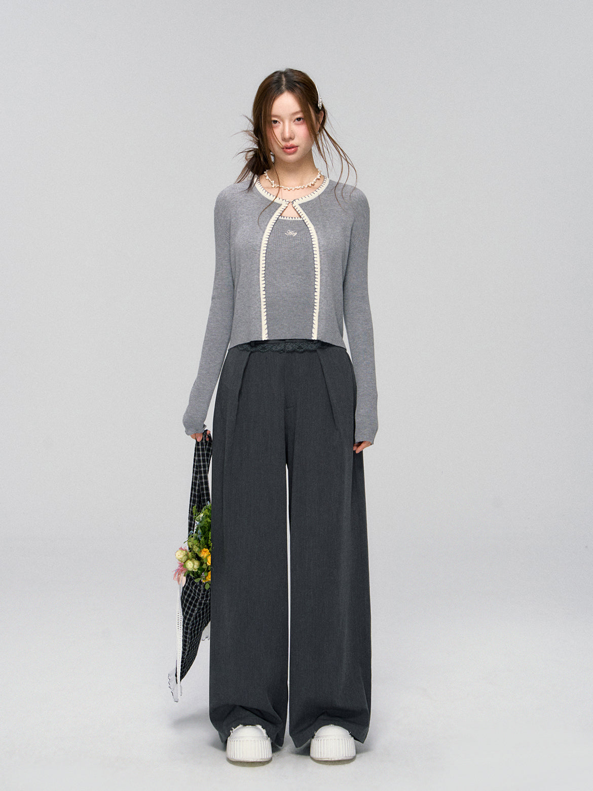 Shell Trim Knit Cardigan Set - CHINASQUAD