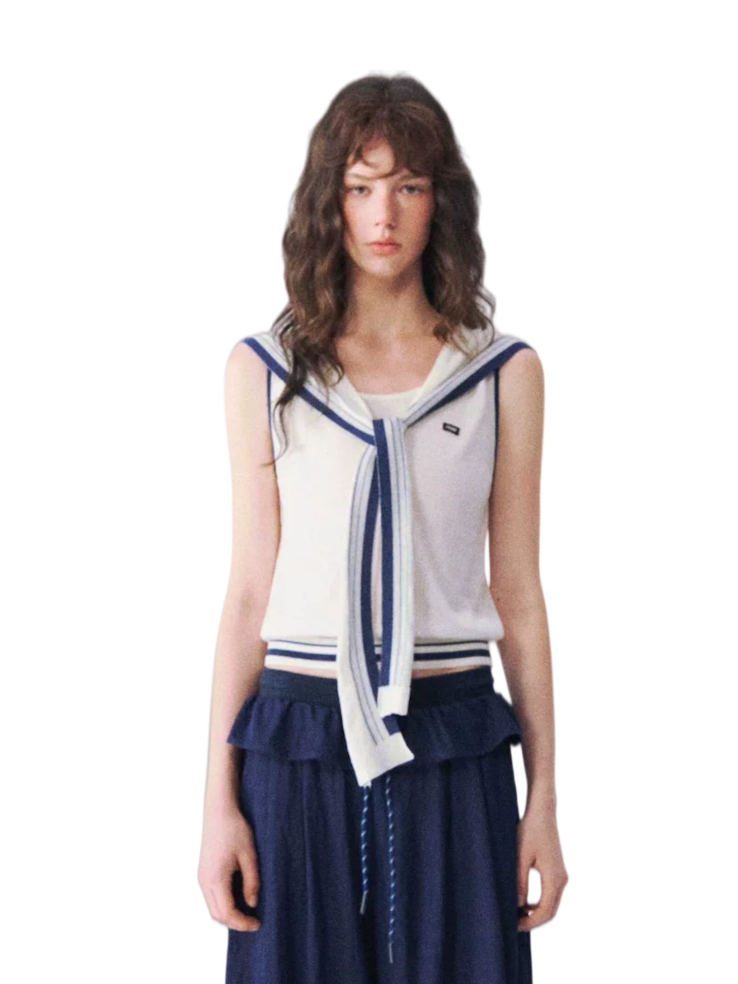 Nautical-Inspired Minimalist Knit Tank Top