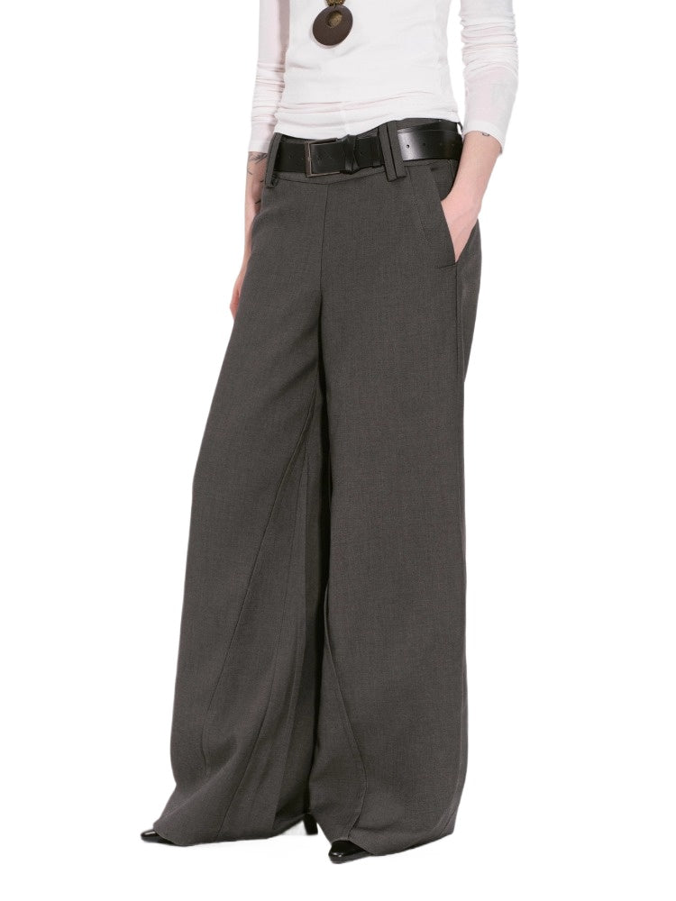 Structured Low-Waist Wide-Leg Pants - CHINASQUAD