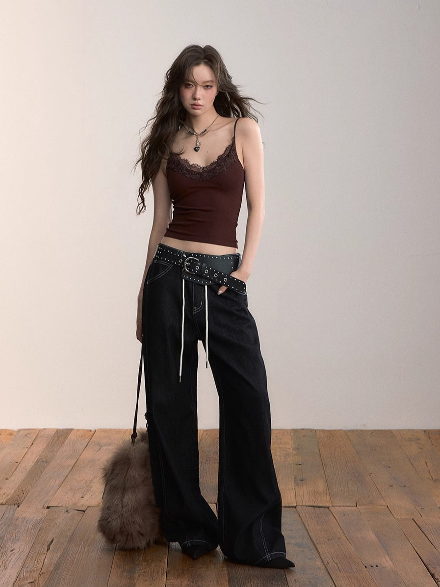 Denim Essence Relaxed Drawstring Pants - CHINASQUAD