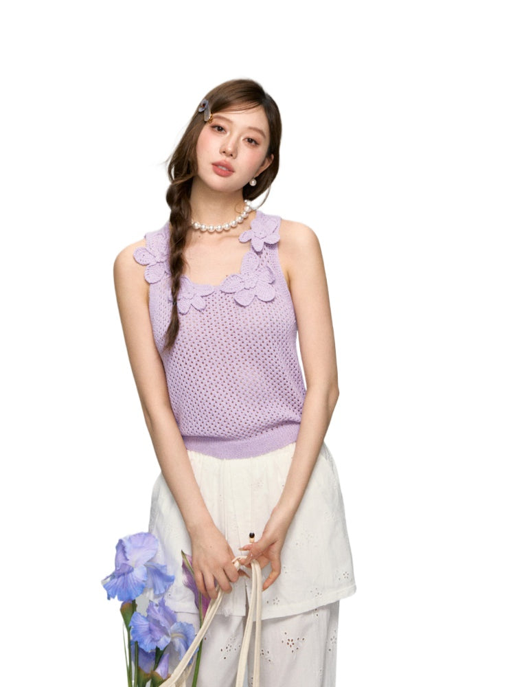 Flower Crochet Hollow-Out Camisole - CHINASQUAD