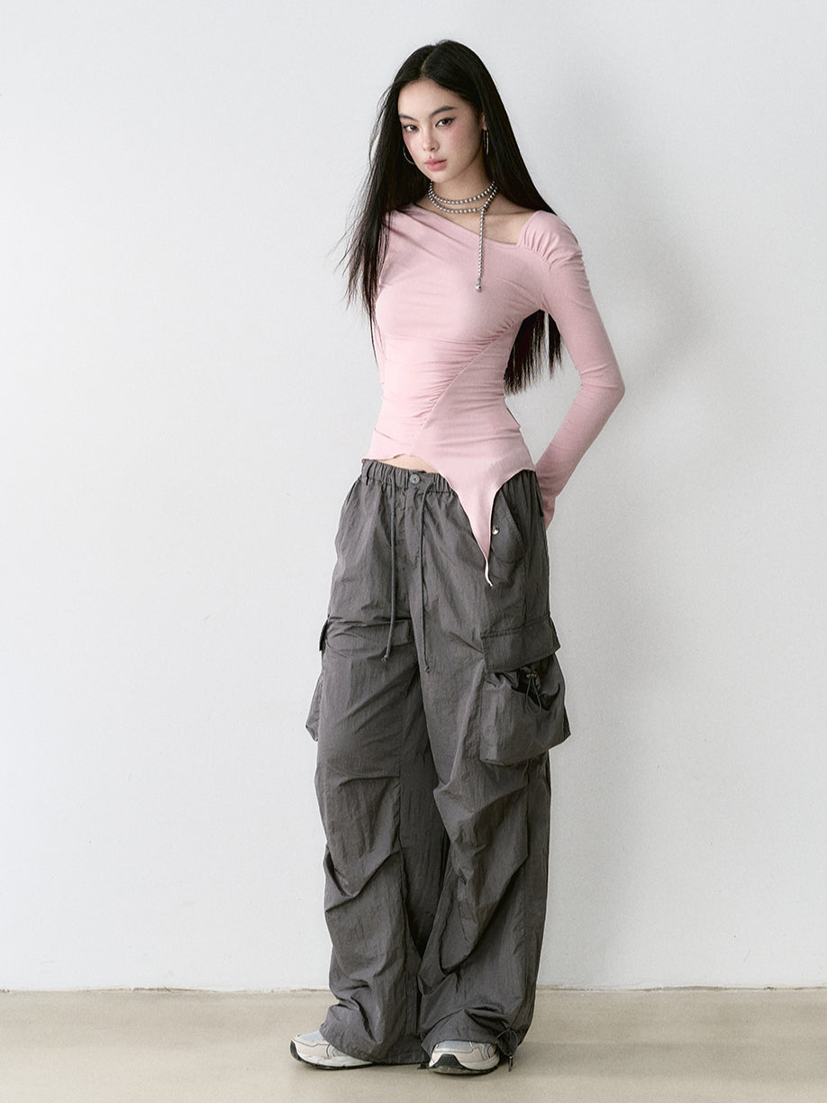 Asymmetrical Off-shoulder Slim Fit Blouse - CHINASQUAD