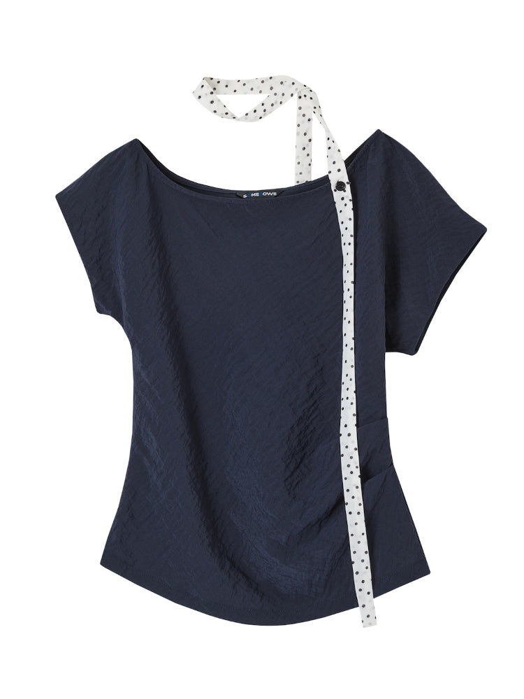 Draped Lazy Asymmetric Shoulder Convertible Top Set - CHINASQUAD