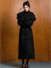 Detachable Fur Waist-Fitted Wool Coat & Scarf Set - CHINASQUAD