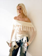 Off-Shoulder Mohair Fringe Top - CHINASQUAD