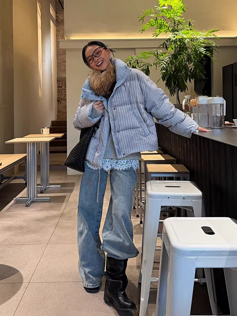 Spray-Dyed Panelled Down Jacket