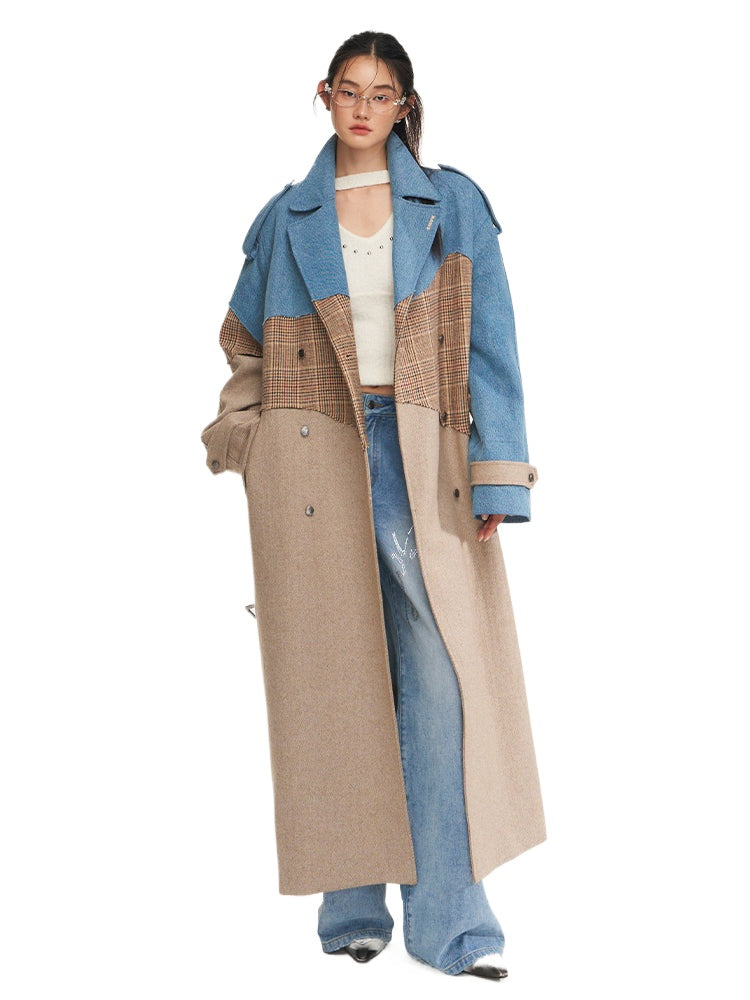Plaid Belted Wool Coat - CHINASQUAD