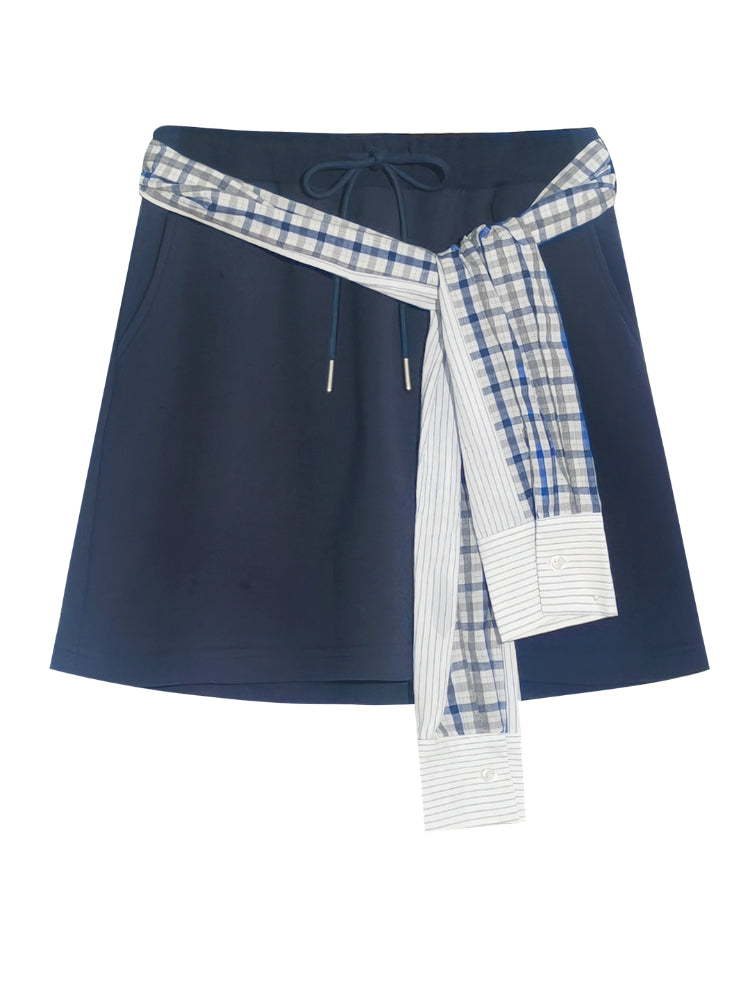 Fake Two-Piece Checkered Shirt Panel Sweatshirt - CHINASQUAD