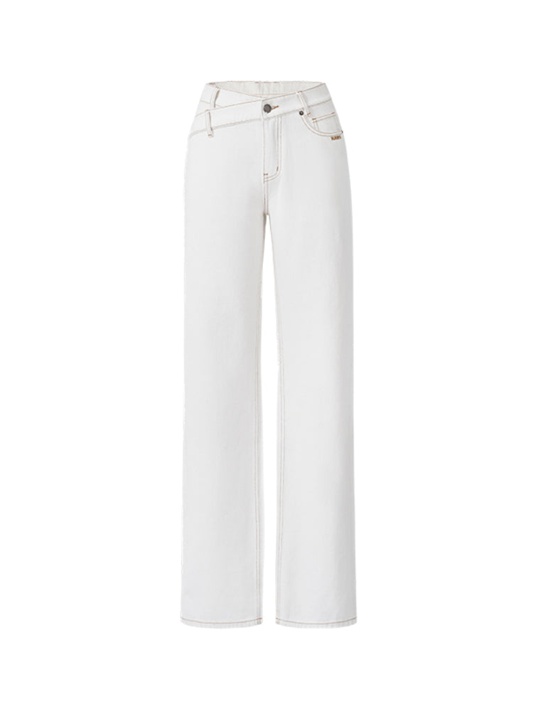 Relaxed-Fit High-Waisted V-Jeans - CHINASQUAD