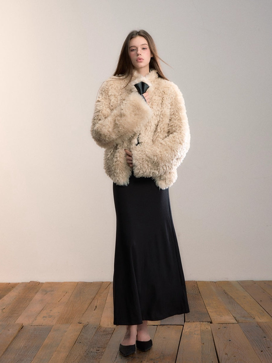 Reversible Faux Fur & PU Leather Jacket