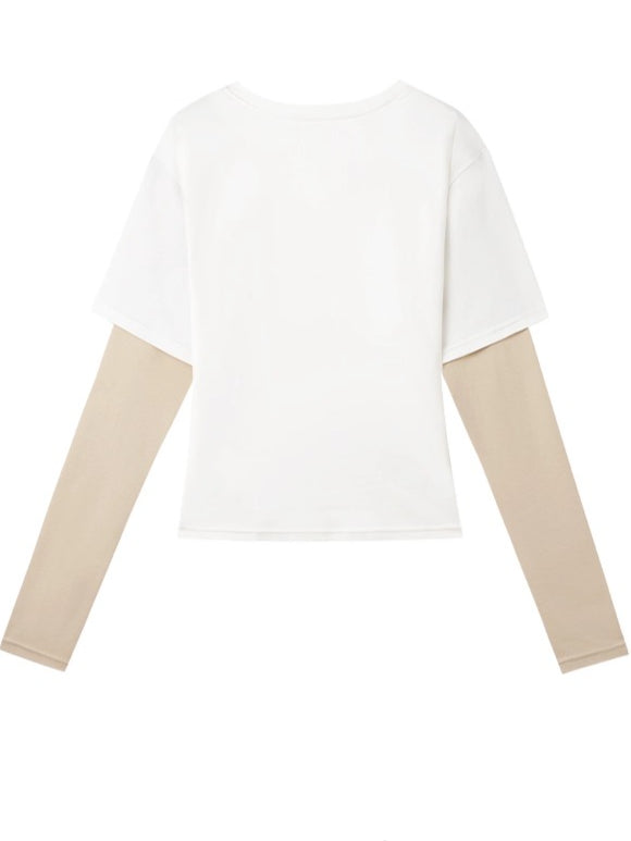 Contrast Paneled Long-Sleeve Tee