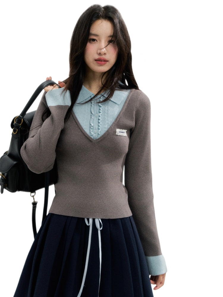 Fake Two-piece Knit Polos - CHINASQUAD