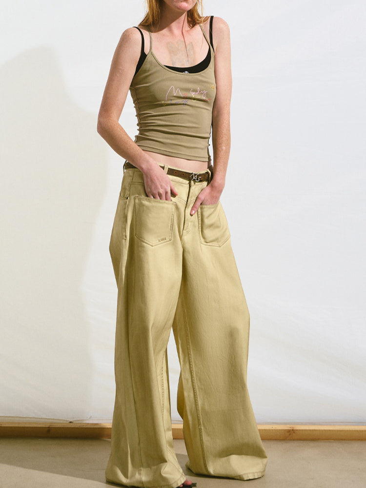 Vintage Washed Loose Casual Wide-Leg Pants - CHINASQUAD