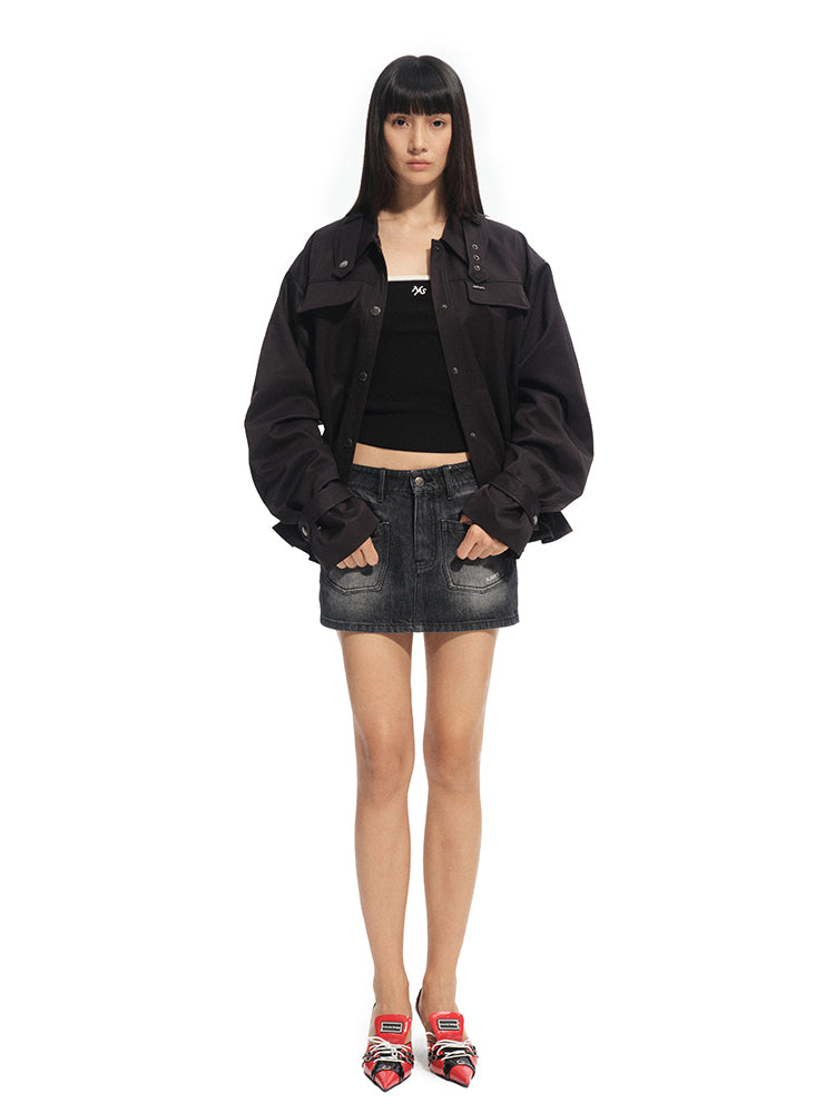 Fine Twill Wrinkle-Resistant Hem Pleated Silhouette Jacket - CHINASQUAD