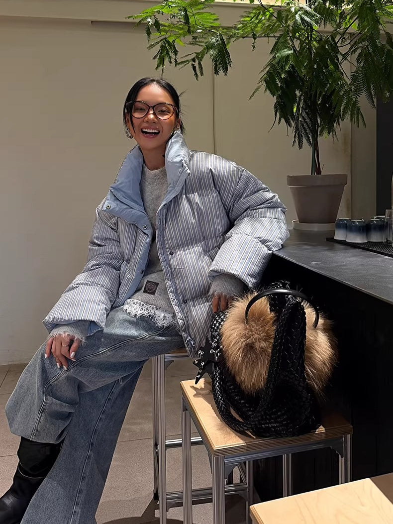 Spray-Dyed Panelled Down Jacket