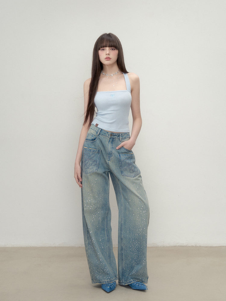 Embroidered Bow Shoulder Strap Slimming Camisole - CHINASQUAD