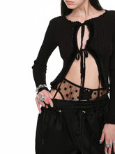 Tie-up and Fur Panel Knitted Cardigan - CHINASQUAD