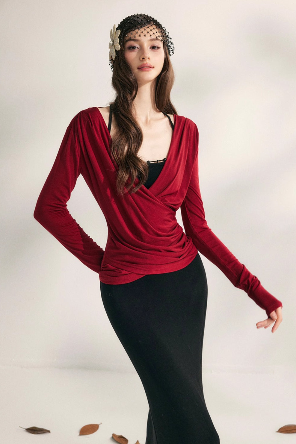 Modal Tencel Knit V-neck