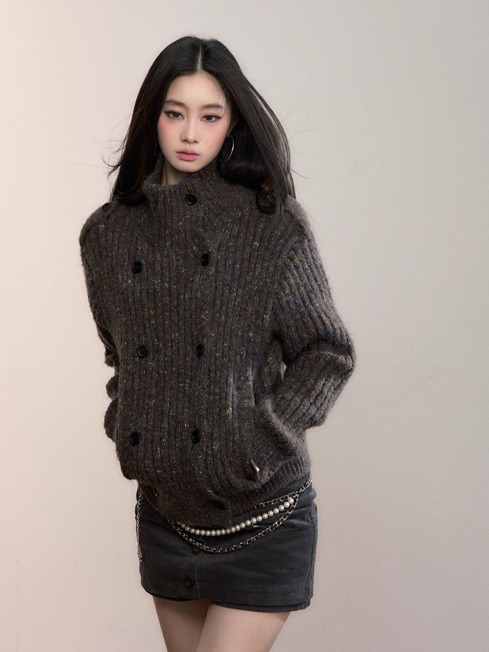 Multicolor Yarn Turtleneck Knit Turtleneck