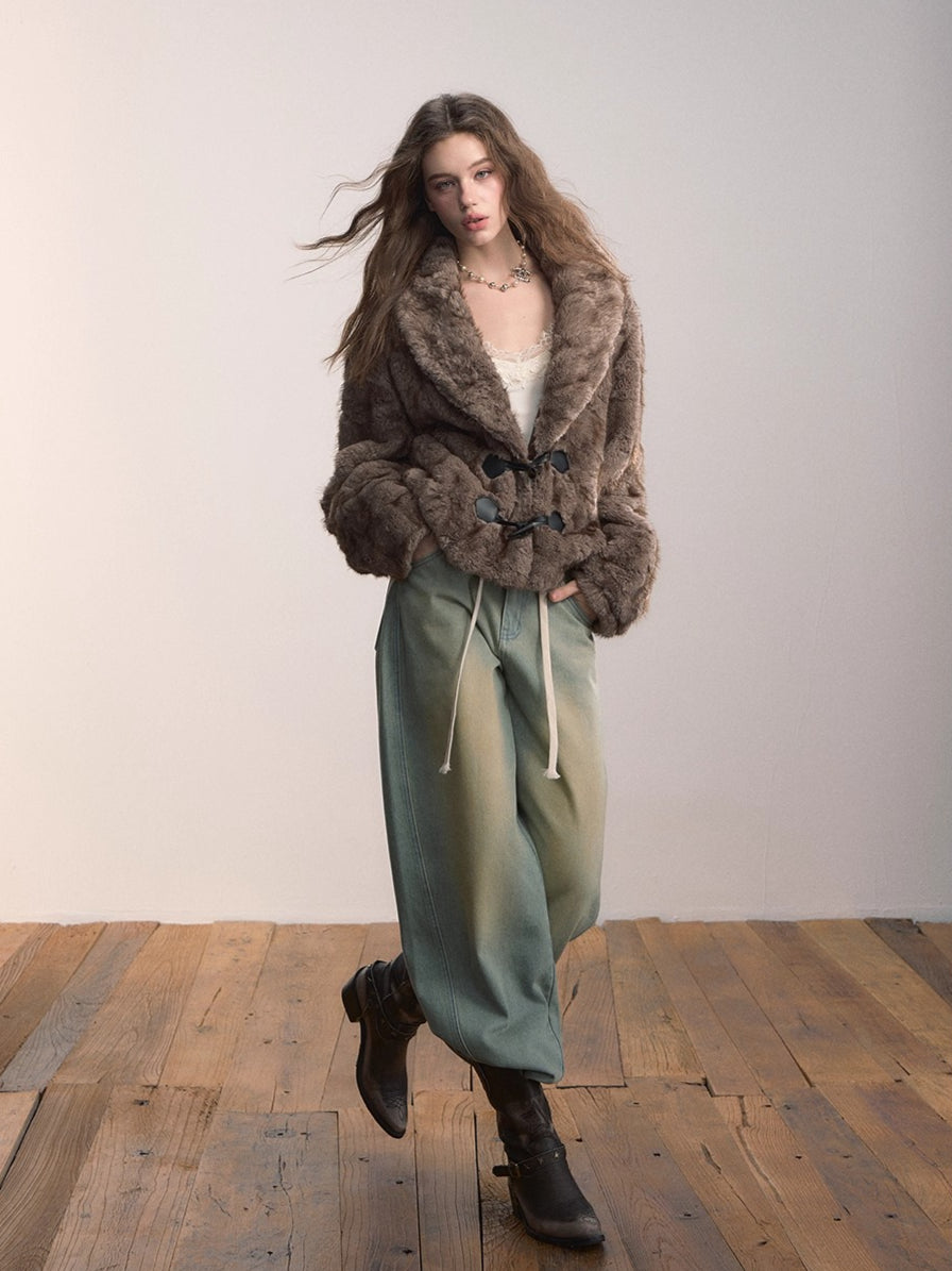 Reversible Faux Fur Toggle Jacket