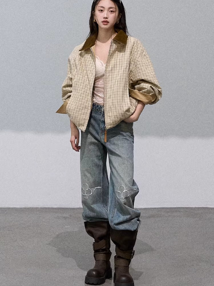 Vintage-Washed Cotton Wide-Leg Jeans