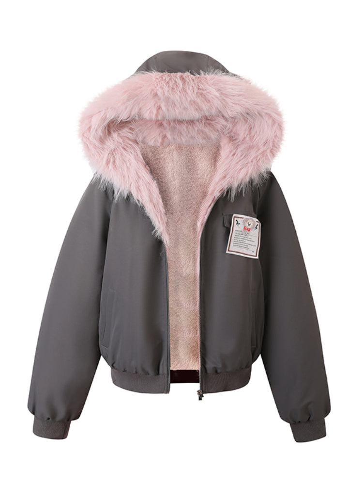 Eco-friendly Fur Splicing One-piece Coat - CHINASQUAD