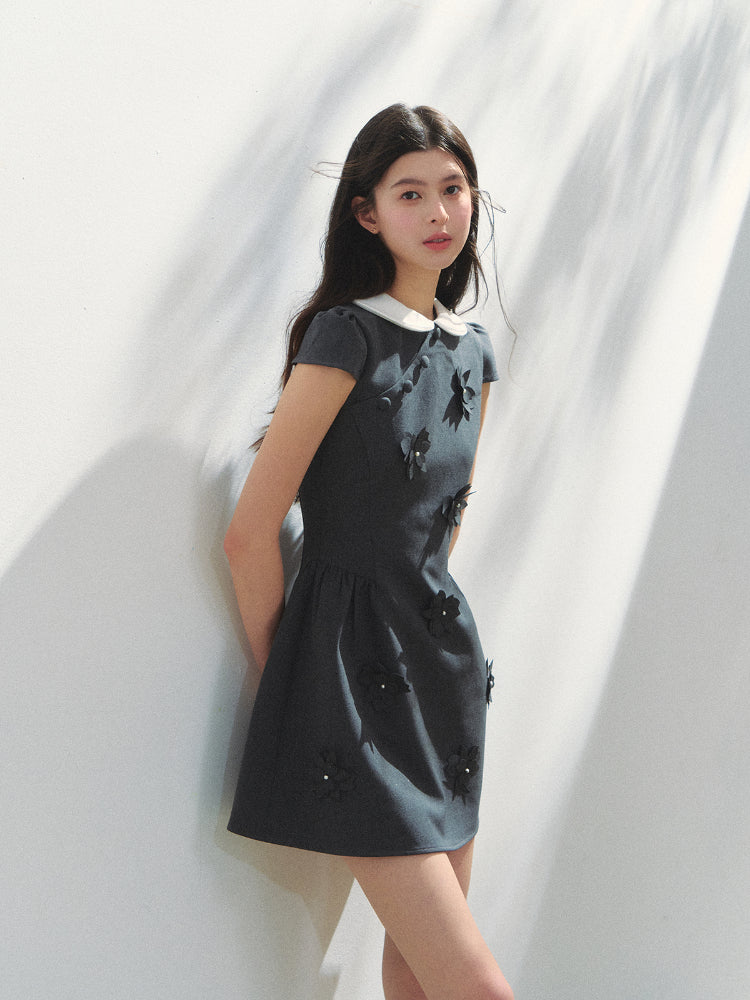 Doll-Collar Puffy Dress - CHINASQUAD