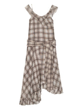 Checkered Print Asymmetrical Slip Dress - CHINASQUAD