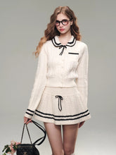 (Final Sale) Sailor Doll Collar Knit Cardigan & Skirt Set - CHINASQUAD