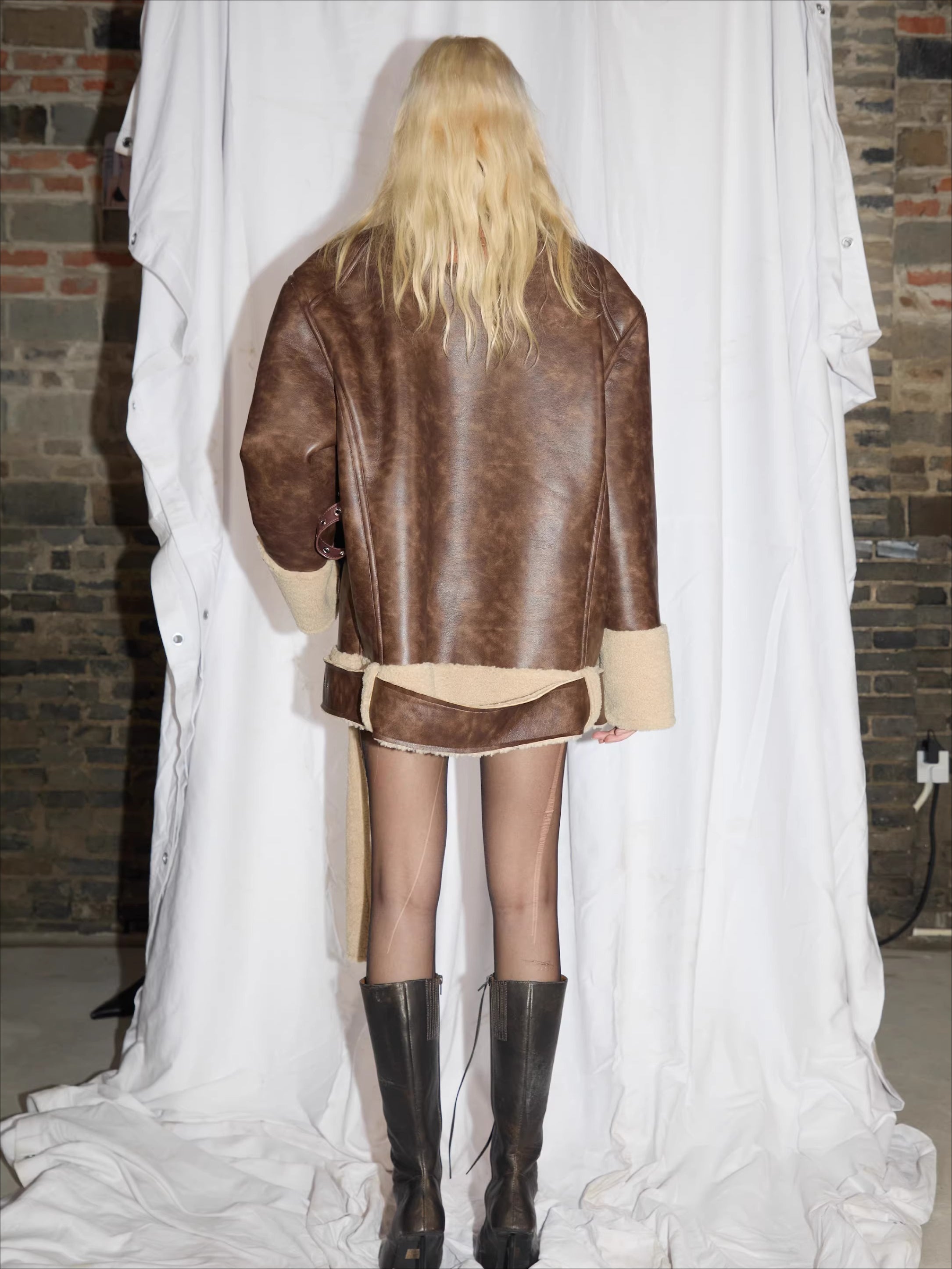 Reversible Faux Shearling Leather Jacket
