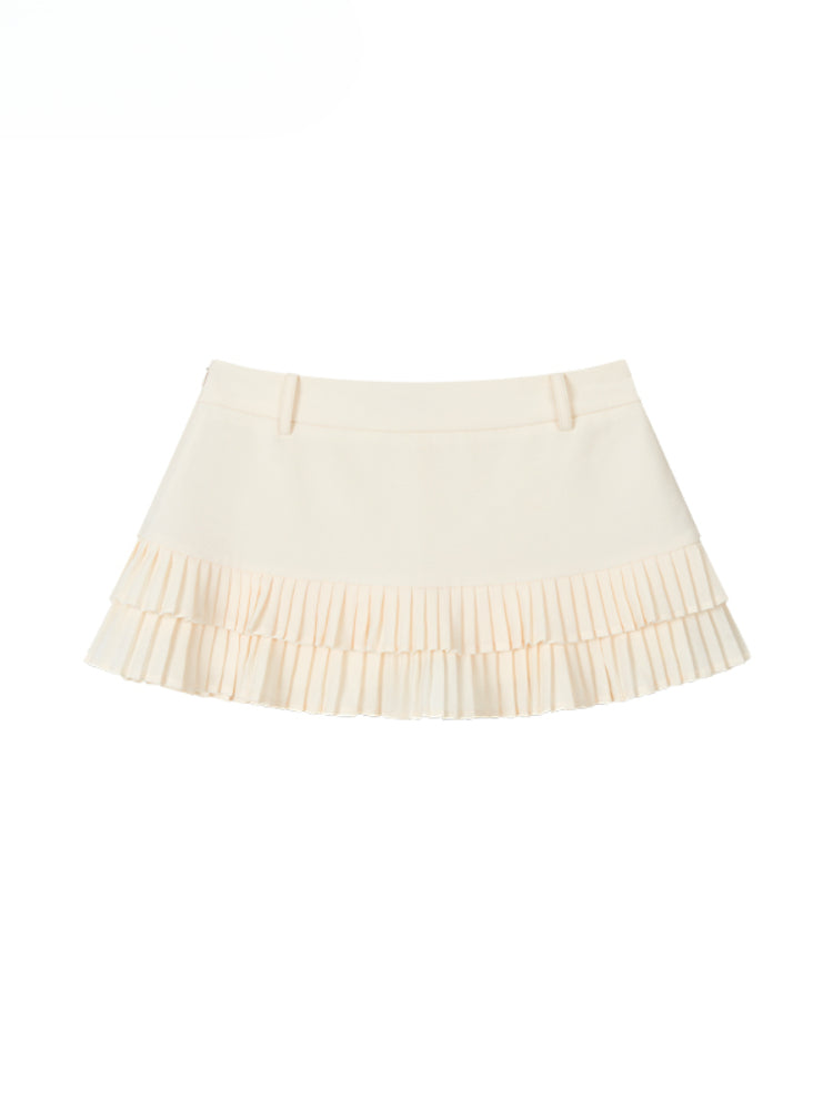 Low-Waist Pleated A - Line Tiered Skirt - CHINASQUAD
