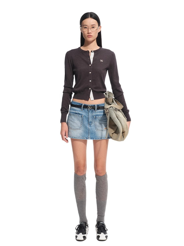 Rosemary Wool Spliced Knit Cardigan - CHINASQUAD