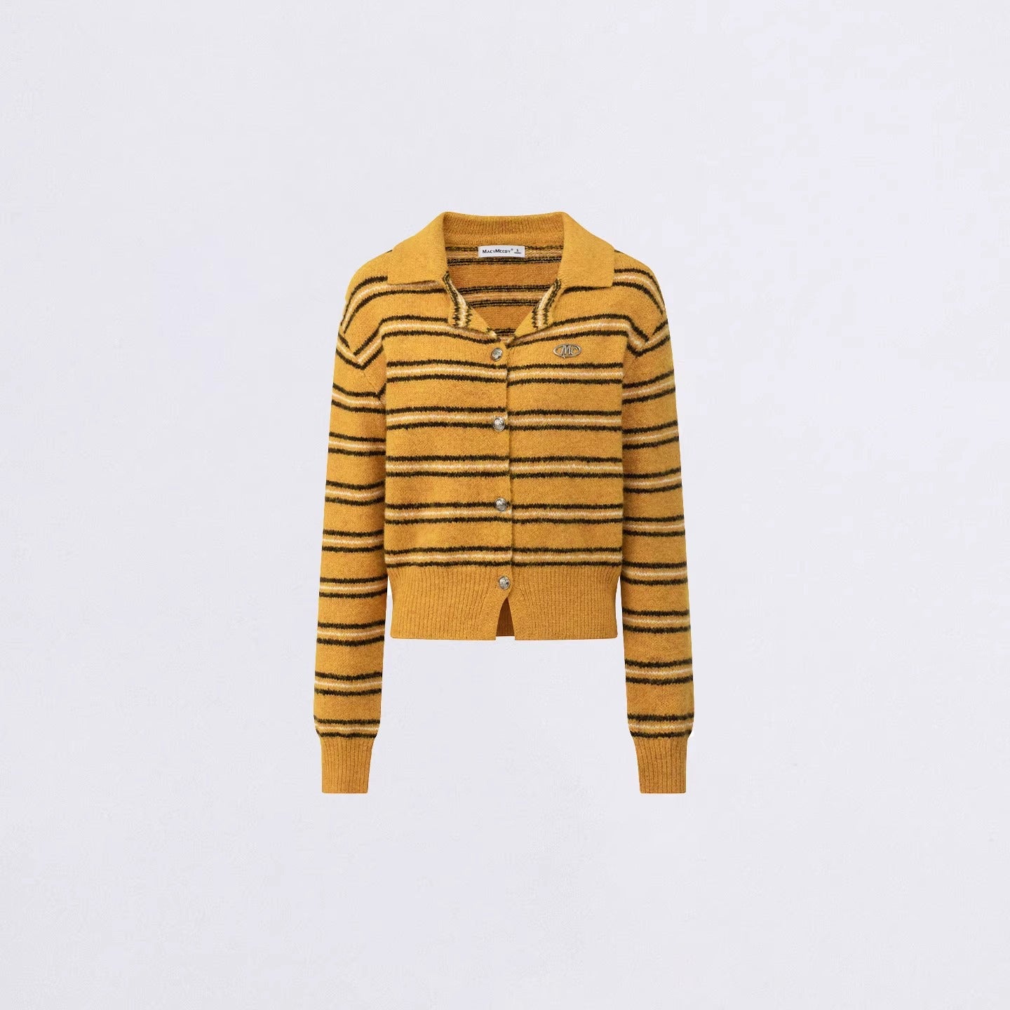 Pumpkin Stripe Polo Knit cardigan